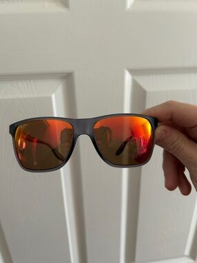 Maui Jim Matte Black Frame Sunglasses with Red-Orange Mirrored Lenses